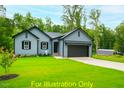 One-story house, gray siding, two-car garage, large yard at 116 Mohave Dr, Louisburg, NC 27549