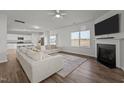 Open living room with a view into the kitchen at 105 Kcf Dr, Elon, NC 27244