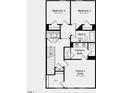 Second floor plan with owner's suite, two bedrooms, and two bathrooms at 433 Rowe Way, Knightdale, NC 27545