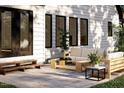 Outdoor patio with modern furniture and landscaping at 2961 Forest Creek Ln, Mebane, NC 27302