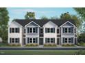 New three-unit townhome development with gray siding and white trim at 142 Holmes Corner Dr, Smithfield, NC 27577