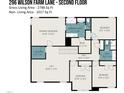 Second floor plan showing primary bedroom, bathrooms, laundry room, loft, bedrooms, and hall at 296 Wilson Farm Ln, Clayton, NC 27527