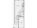 First floor plan showcasing kitchen, great room, garage, and powder room at 1109 Mountain Crown St, Durham, NC 27703