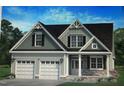 Rendering of a craftsman-style house with a two-car garage, gabled roof, and stone accents at 35 Hewitt Wds Dr, Clayton, NC 27527