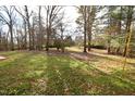 Large backyard with mature trees and open space at 315 Lakeshore Dr, Hillsborough, NC 27278