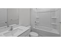 Clean bathroom with a bathtub, shower, and vanity at 7565 Michelle Rd, Rocky Mount, NC 27803