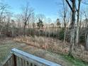 Scenic backyard view from the deck, featuring mature trees and natural landscape offering privacy at 979 Natchez Trce, Fuquay Varina, NC 27526