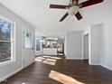 Bright and airy living area with hardwood floors and access to deck at 118 Trafalgar Ln, Cary, NC 27513
