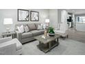 Cozy living room with comfortable seating, a coffee table, and neutral color palette at 508 Grand Silo Rd, Raleigh, NC 27603