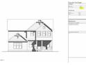 Detailed architectural drawing of a two-story home showcasing the front elevation, dimensions, and materials at 2038 Kelsey Ct, Hillsborough, NC 27278