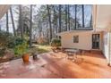 Peaceful backyard patio with seating area and terracotta tile at 2801 Chelsea Cir, Durham, NC 27707