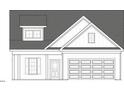 Exterior elevation showing covered porch, dormer windows, two-car garage and traditional architectural style at 59 Pretty Run Branch Ln, Wendell, NC 27591