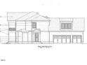 Right side elevation blueprint featuring a three-car garage and second-story balcony at 945 Wilbon Rd, Holly Springs, NC 27540