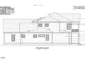 Blueprint showcasing the left side elevation with varied rooflines and window placements at 945 Wilbon Rd, Holly Springs, NC 27540