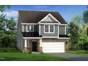 Charming two-story home with stone accents, attached garage, and manicured lawn at 107 Willow Cameron Way, Angier, NC 27501