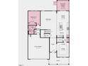 Layout of the first floor highlighting the bedroom, kitchen, dining areas, and 2-car garage at 100 Cloud Berry Ln, Holly Springs, NC 27540