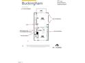 Second floor floorplan of the Buckingham home including great room, kitchen, dining room and powder room at 2317 Bay Minette Station Sta # 545, Apex, NC 27502