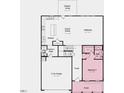 First floor layout featuring kitchen, dining, living room, bedroom, and two-car garage at 619 Contento Ct, Sanford, NC 27330