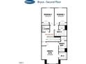 Bryce floor plan, second floor with the Owner's Suite, two additional bedrooms, laundry, and two bathrooms at 148 Kobus Ct, Garner, NC 27529