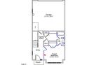 Floor plan showcasing layout for entry, garage, guest bedroom, and bath on the ground level at 315 Chesapeake Commons St # 102, Garner, NC 27529