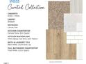Curated interior design material selections including carpet, backsplash, cabinets, tile, and countertops at 1240 Dimaggio Dr # 35, Raleigh, NC 27616