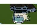 Aerial view showcasing the pool, patio, and backyard of a two story home in a neighborhood at 6500 Century Oak Ct, Raleigh, NC 27613