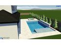 Rendering of backyard pool, includes spa and surrounding landscape at 6844 Greystone Dr, Raleigh, NC 27615
