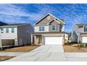 Charming two-story home featuring a brick facade, attached garage, and landscaped yard at 3505 Triad Ct, Raleigh, NC 27604