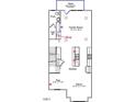 Second floor floorplan showing stairs, kitchen, Gathering room, deck and powder room at 319 Chesapeake Commons St # 103, Garner, NC 27529
