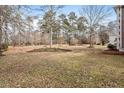 Picturesque backyard view showcasing mature trees and landscaping at 12632 Old Creedmoor Rd, Raleigh, NC 27613