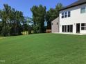 Expansive, verdant backyard with a view of mature trees, perfect for outdoor activities at 1404 Malcus Ct # 56, Fuquay Varina, NC 27526