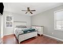 Bedroom featuring hardwood floors, neutral colors and a ceiling fan at 435 Fowlkes St, Wendell, NC 27591