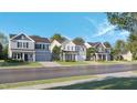 Street view of new construction homes featuring sidewalks and maintained landscaping at 69 Sunshine Rd, Kenly, NC 27542