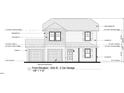 Blueprint showing the front elevation of a two-story home with a two-car garage and labeled features at 2868 Stoney Creek Church Rd, Burlington, NC 27217