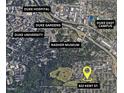 Aerial view of the home's location near Duke University and other notable city locations at 822 Kent St, Durham, NC 27701