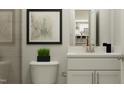 Stylish bathroom featuring a white vanity, modern fixtures, and a neutral color palette at 90 Ellsworth Ct, Garner, NC 27529