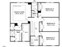 Upper-level floor plan showcasing the layout of the owner's suite, bedrooms, bathroom, and laundry at 144 Sugar Pine Drive, Franklinton, NC 27525