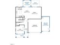 Layout of the first floor with the kitchen, Gathering room, flex space, garage and morning room with deck access at 181 Cribbs Ln, Middlesex, NC 27557