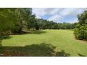An immaculate green lawn stretches out to a border of trees, offering a serene backyard landscape at 2490 Earpsboro Rd, Zebulon, NC 27597