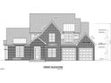 Detailed front elevation blueprint showcasing the home's architectural design and brick veneer at 3701 Joyful Creek Trl, Zebulon, NC 27597
