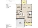 First-floor floor plan featuring primary bedroom, kitchen, Gathering room, a two-car garage, and screened patio at 121 Moonflower Ln # Homesite 258, Clayton, NC 27520
