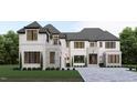 Elegant two-story home with white brick, gray roof, and manicured lawn offers curb appeal at 3601 Alamance Dr, Raleigh, NC 27609