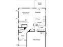 Layout of the home, featuring a Gathering room, kitchen with breakfast area, and a two-bay garage at 37 Steel Springs Ln # 3, Angier, NC 27501