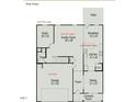 Layout of the home's first floor with dimensions and room names, including a kitchen, dining, and Gathering room at 507 Olivia Crossing Ct # 20, Four Oaks, NC 27524