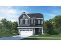 Charming two-story home with gray siding, white trim, a two-car garage, and manicured landscaping at 641 Emerald Bay Cir, Raleigh, NC 27610