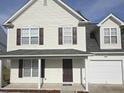 Inviting front entrance with a covered porch and stylish front door at 1420 Springshire Ct, Raleigh, NC 27610