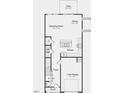 First floor plan featuring the living room, dining room, kitchen, half bath, and one-car garage at 46 Shay St, Angier, NC 27501