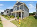 Inviting two-story home boasts a covered porch, manicured lawn, and fresh landscaping at 1981 Rosedale Ridge Ave, Wake Forest, NC 27587