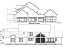 Architectural drawings showing the right and rear exterior elevations of the home design at 59 Riverstone Dr, Pittsboro, NC 27312