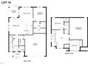 Detailed floor plan showcasing the layout of the first and second floors, including bedrooms, kitchen, and garage at Lot 14 Grayhaven Pl, Raleigh, NC 27606